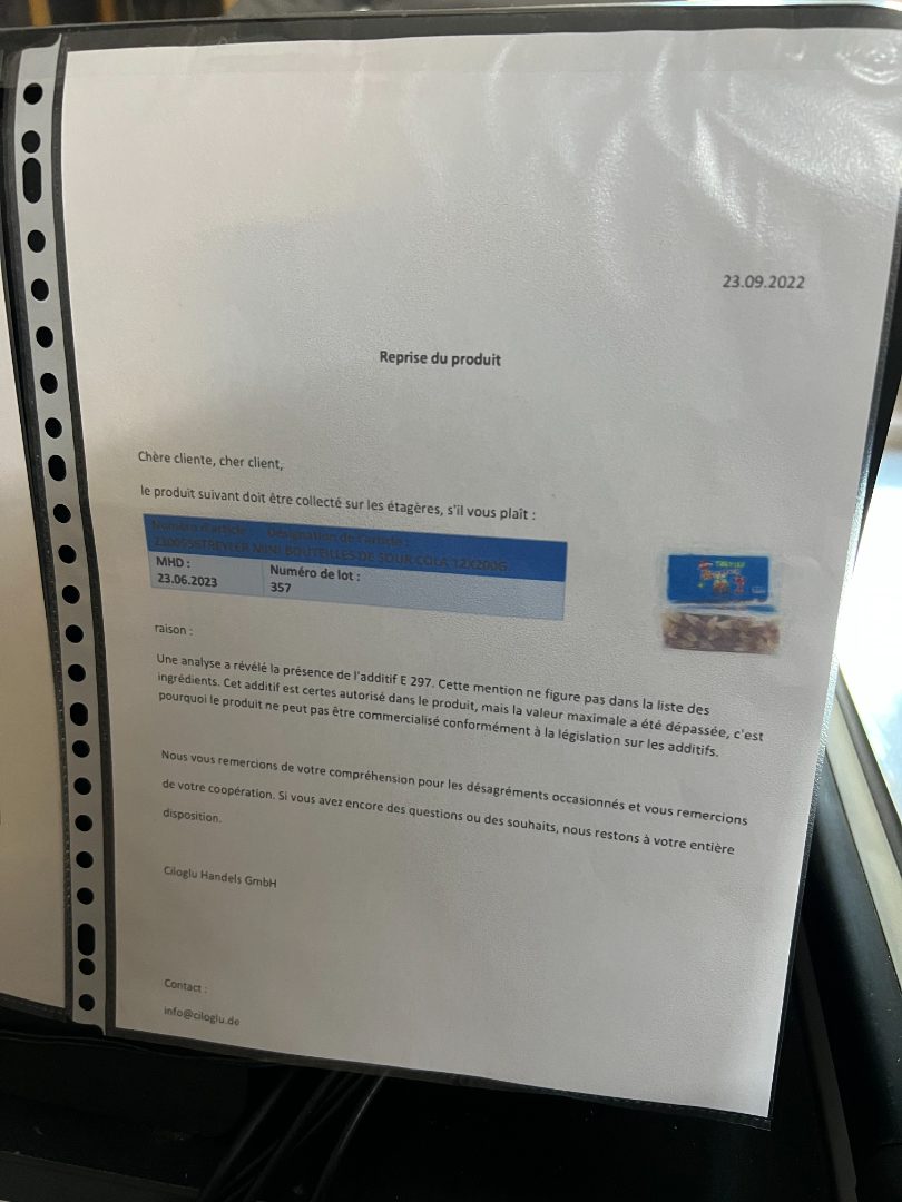 Visuel N°1 du produit rappelé