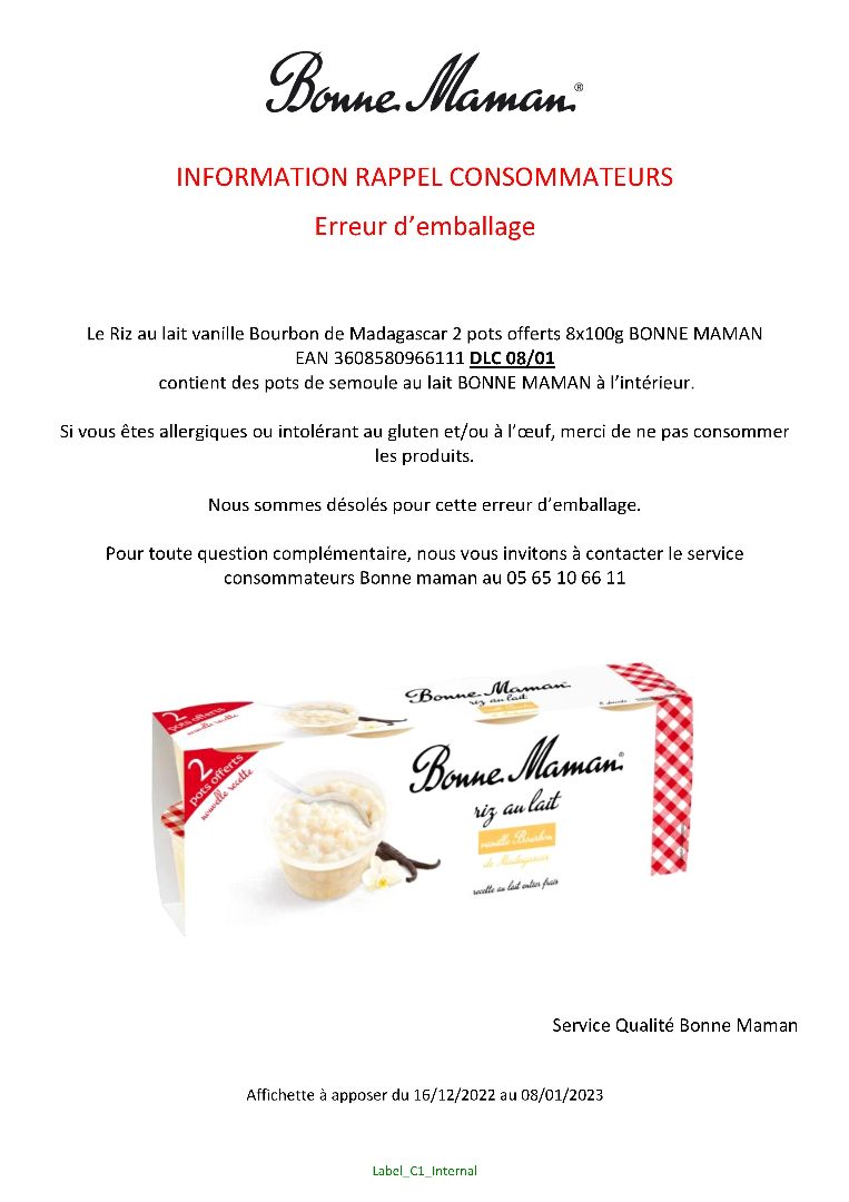 Visuel N°1 du produit rappelé