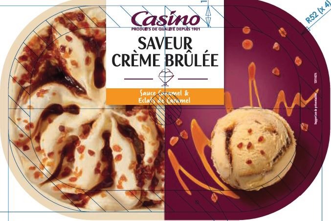 Visuel N°3 du produit rappelé : Bacs glaces 900ml CASINO Façon rocher, Vanille Pécan, Saveur crème brûlée