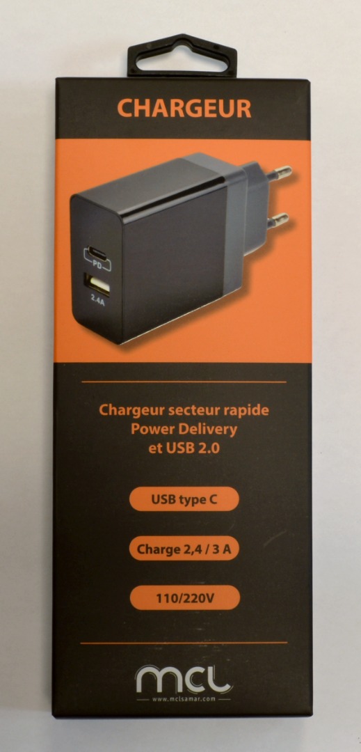 Visuel N°3 du produit rappelé : Chargeur secteur rapide USB 2 ports Type C Power Delivery + A - Noir