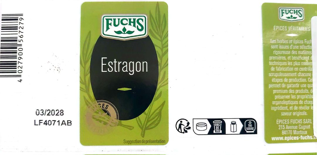 Visuel N°3 du produit rappelé : Estragon FUCHS 7g