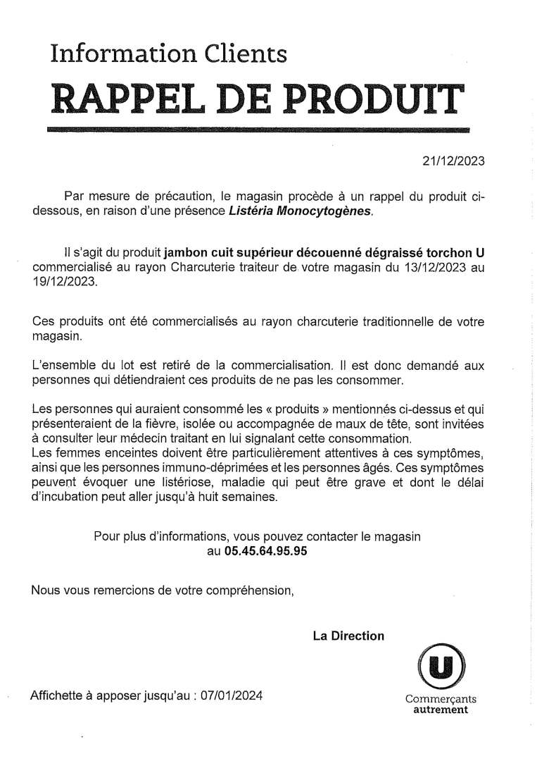 Visuel N°1 du produit rappelé