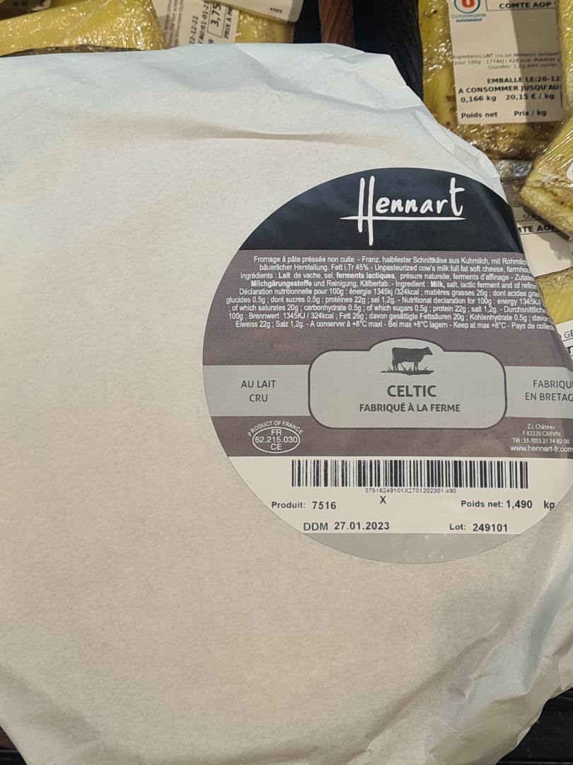 Visuel N°2 du produit rappelé : CELTIC FERMIER AU LAIT CRU