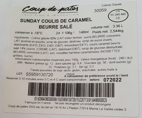 Visuel N°1 du produit rappelé