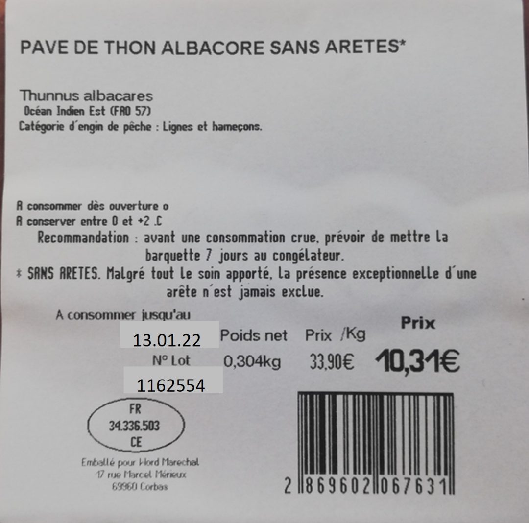 Visuel N°1 du produit rappelé