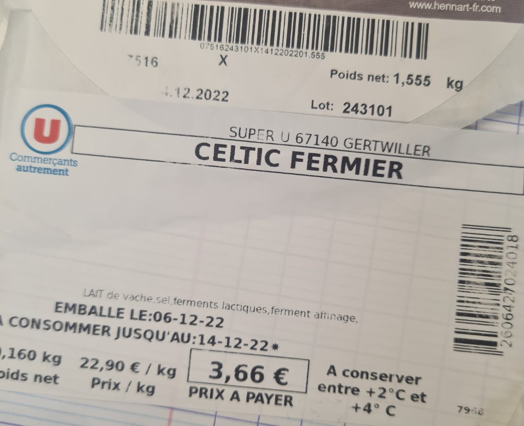 Visuel N°3 du produit rappelé : CELTIC FERMIER AU LAIT CRU