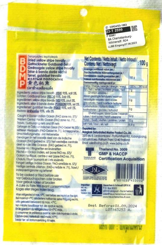 Visuel N°2 du produit rappelé : Garangue jaune séché - Dried yellow stripe trevally