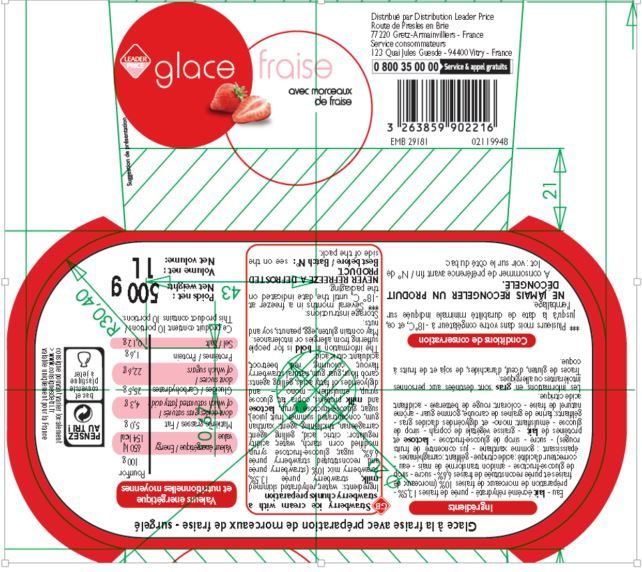 Visuel N°2 du produit rappelé : BAC Crème glacée FRAISE LEADER PRICE
